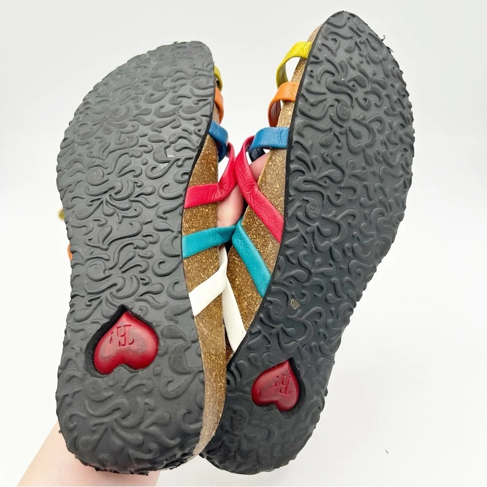 Think! Womens Multicolor Woven Strappy‎ Slide Sandals Shoe Size 40